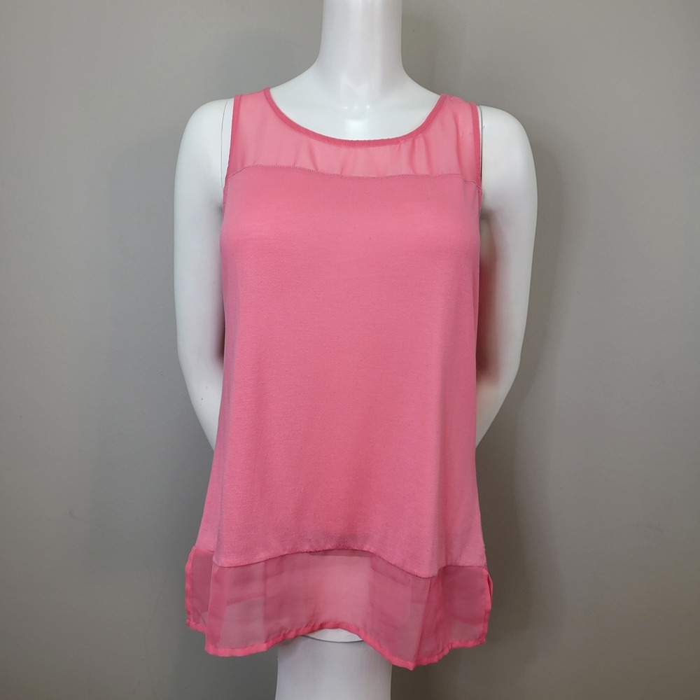 Cato Pale Pastel Pink Sheer Sleeveless Casual Career Blouse Womens Size M